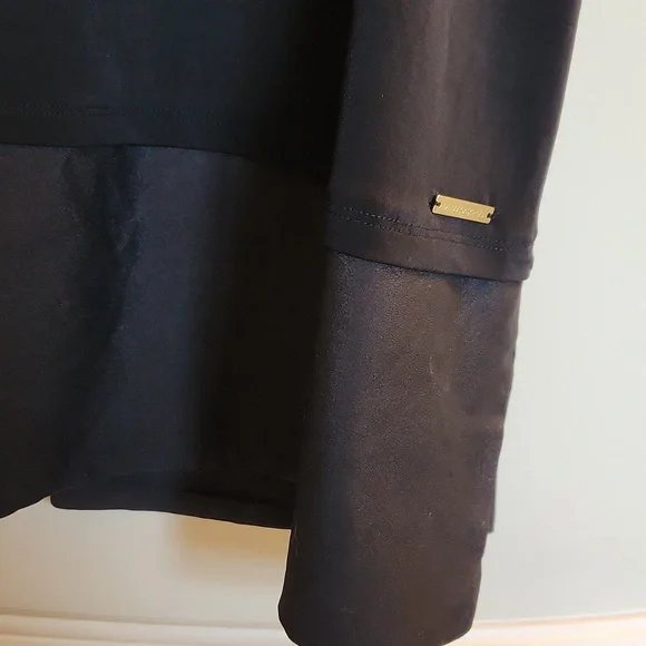 M Magaschoni Woman Short Sleeve 2 Fer Black Blouse Poly Spandex Top Shirt Sheer - Picture 2 of 8